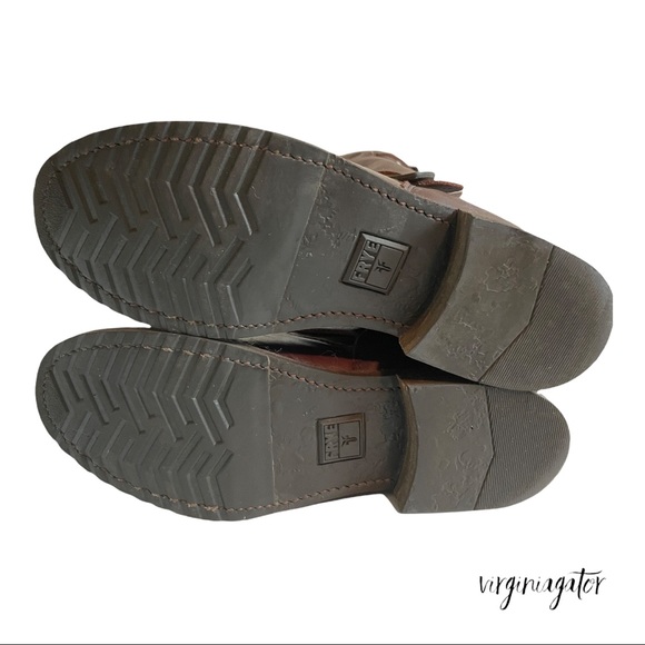 Frye Veronica Short Soft Dark Brown Vintage Leather Engineer Moto Style Boots - Picture 10 of 11